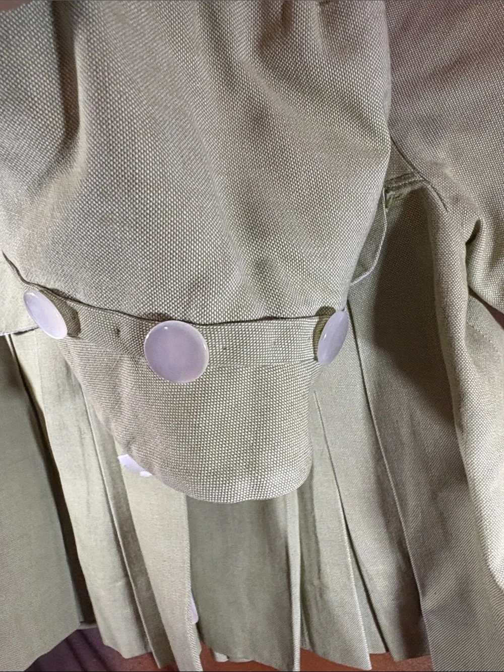 Girls' Light Apple Green vintage 50’s Pleated Jacket Peter Pan Collar Bonnet F2